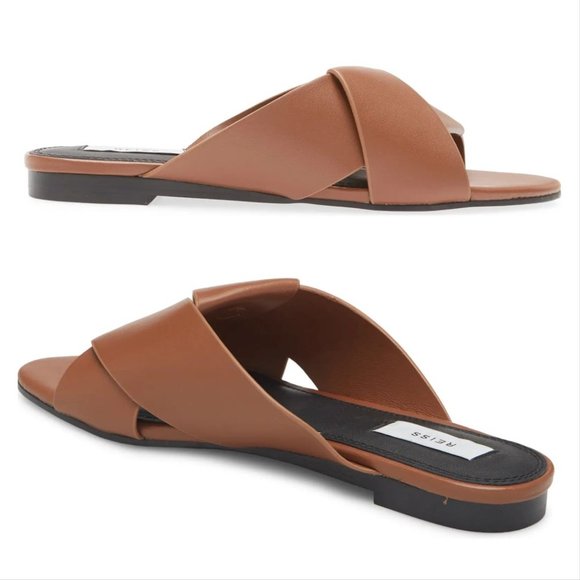 Reiss Brooke Slide Flat SANDALS Size 38 7.5 Brown Leather NEW $225 - Picture 3 of 15